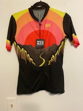 Coeur Women's Sunset Horizon Cycling Jersey - Black/Yellow/Red